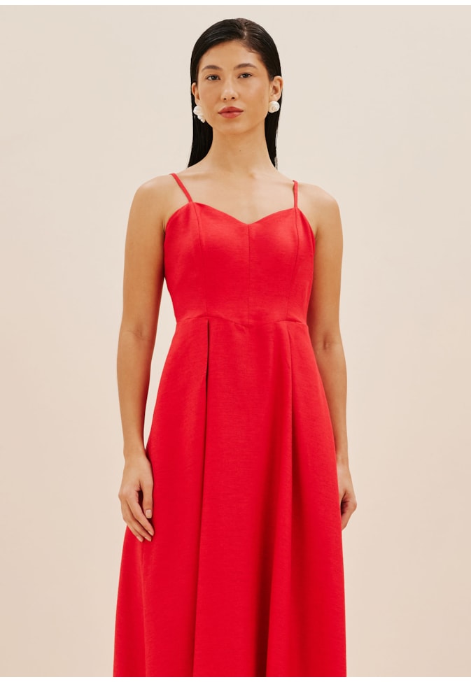 Vestido Midi Decote Coração