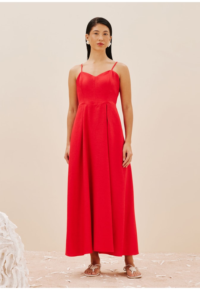 Vestido Midi Decote Coração