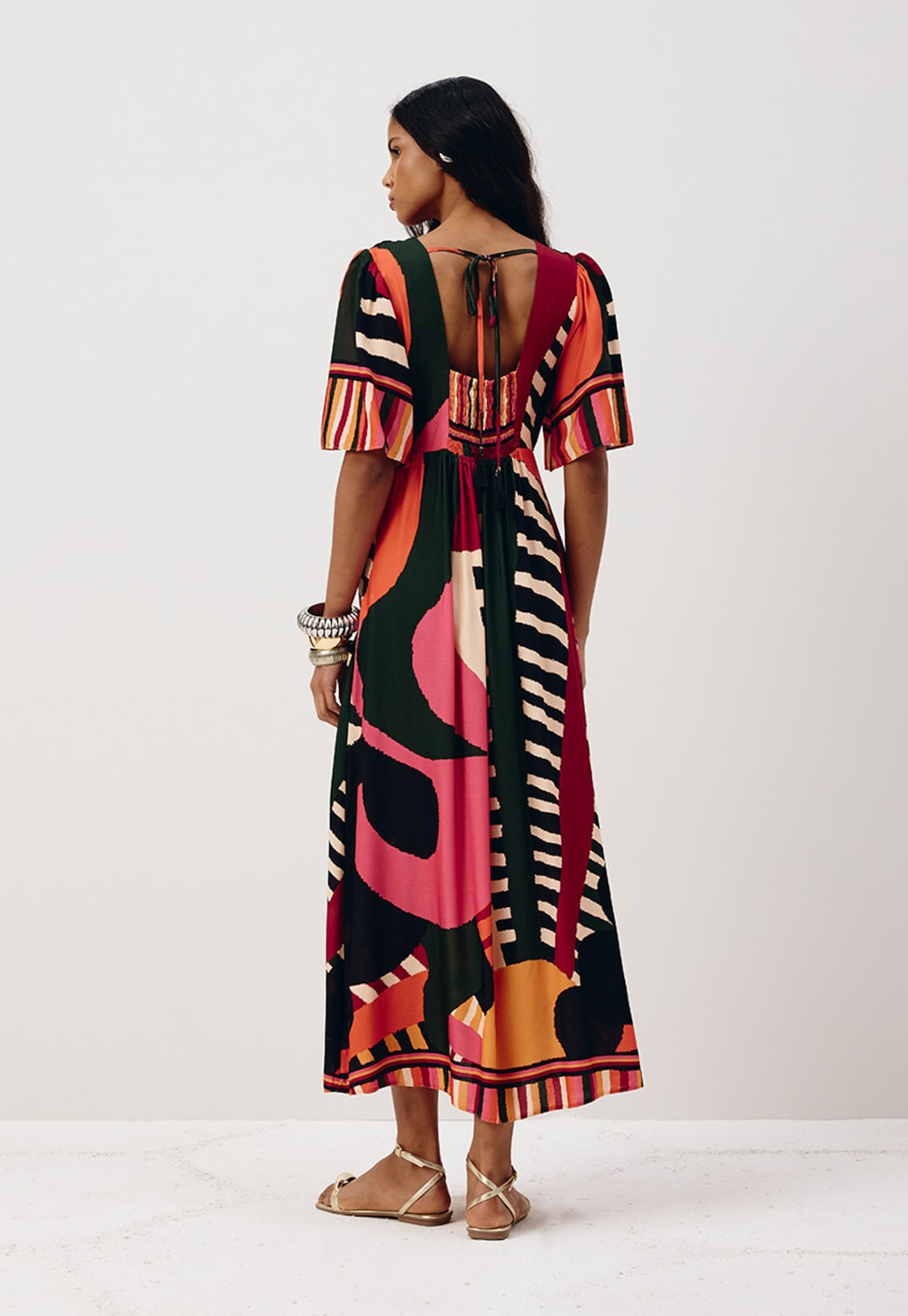 Vestido Midi Decote Estampado Klim