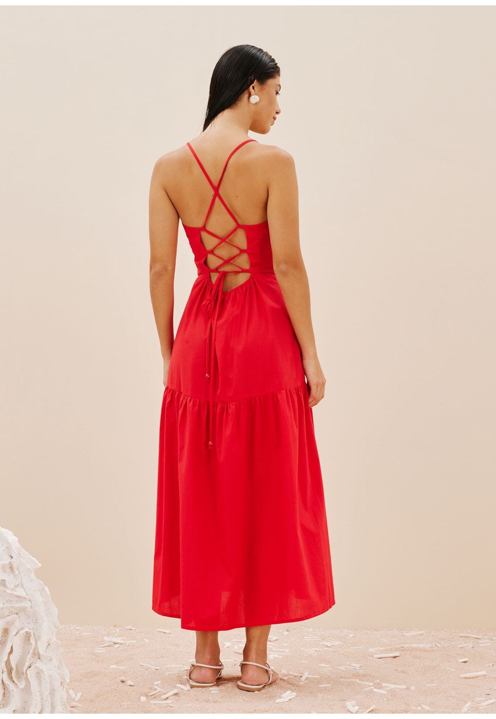 Vestido Midi Decote Franzido