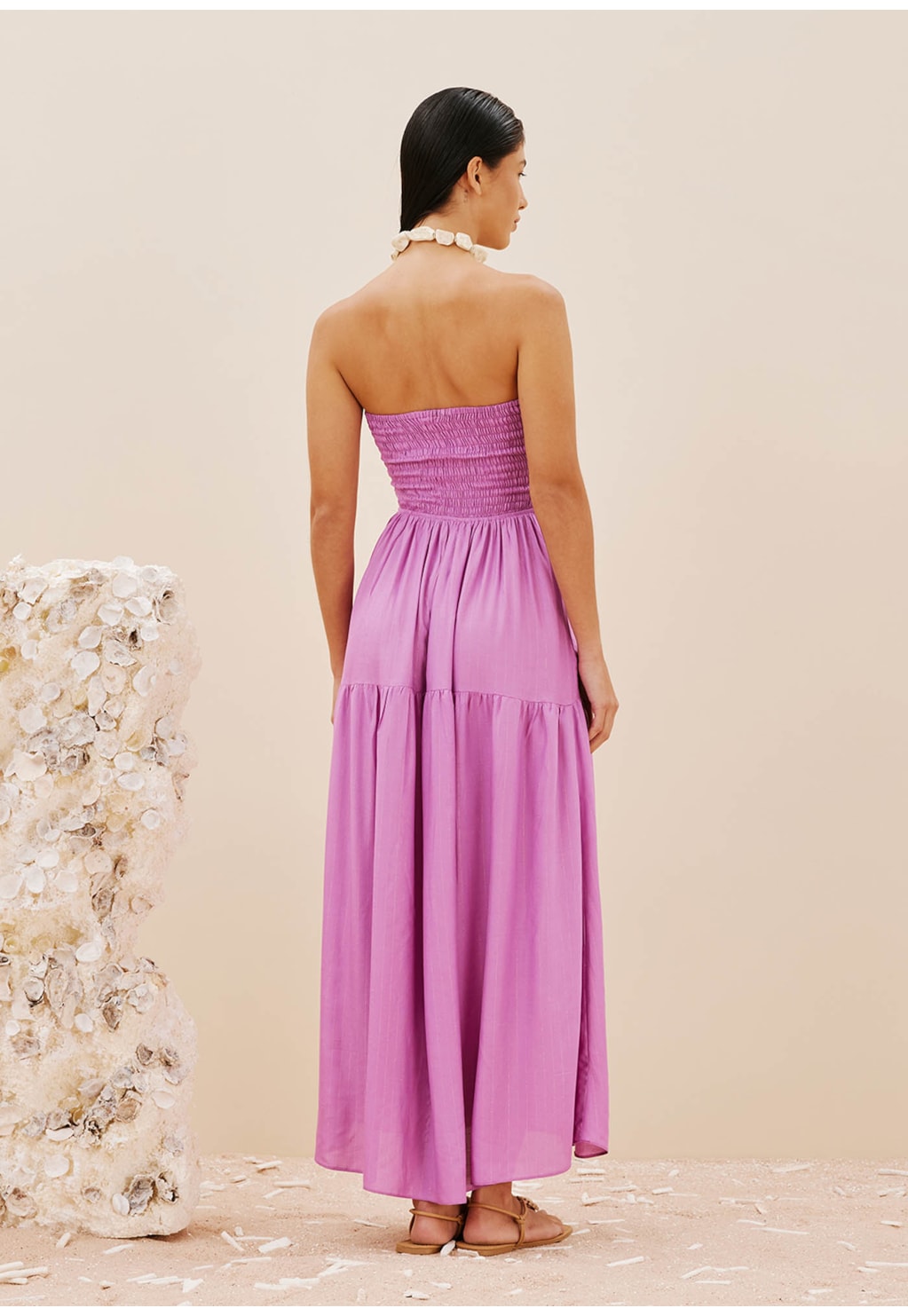 Vestido Midi Decote Franzido