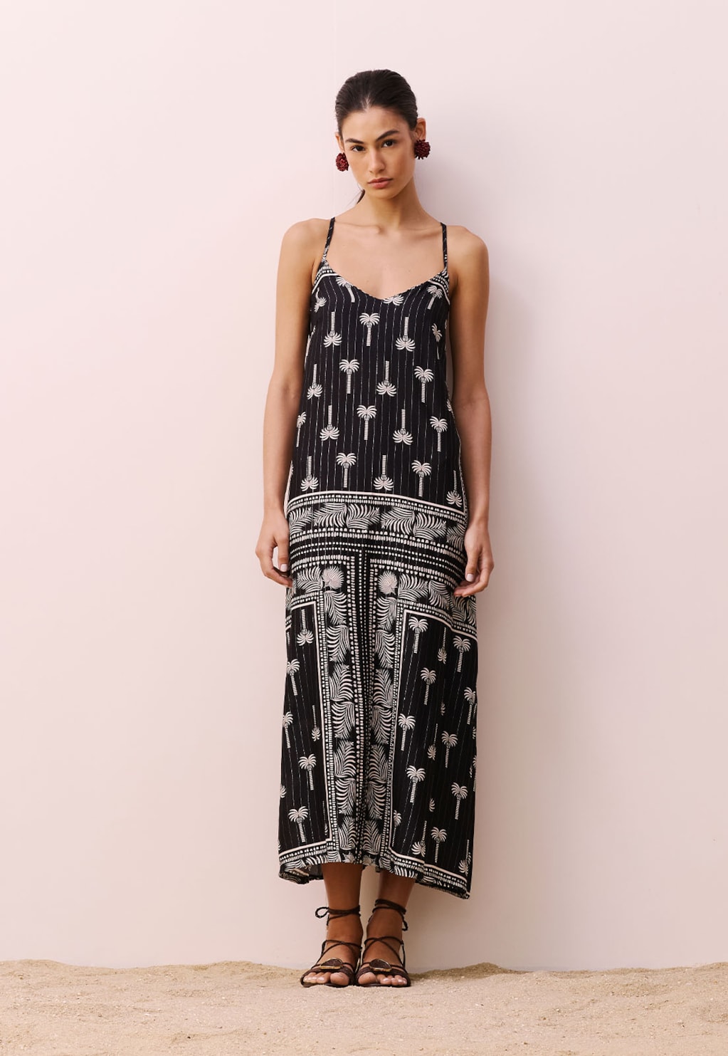 Vestido Midi Decote V Estampado Tauari