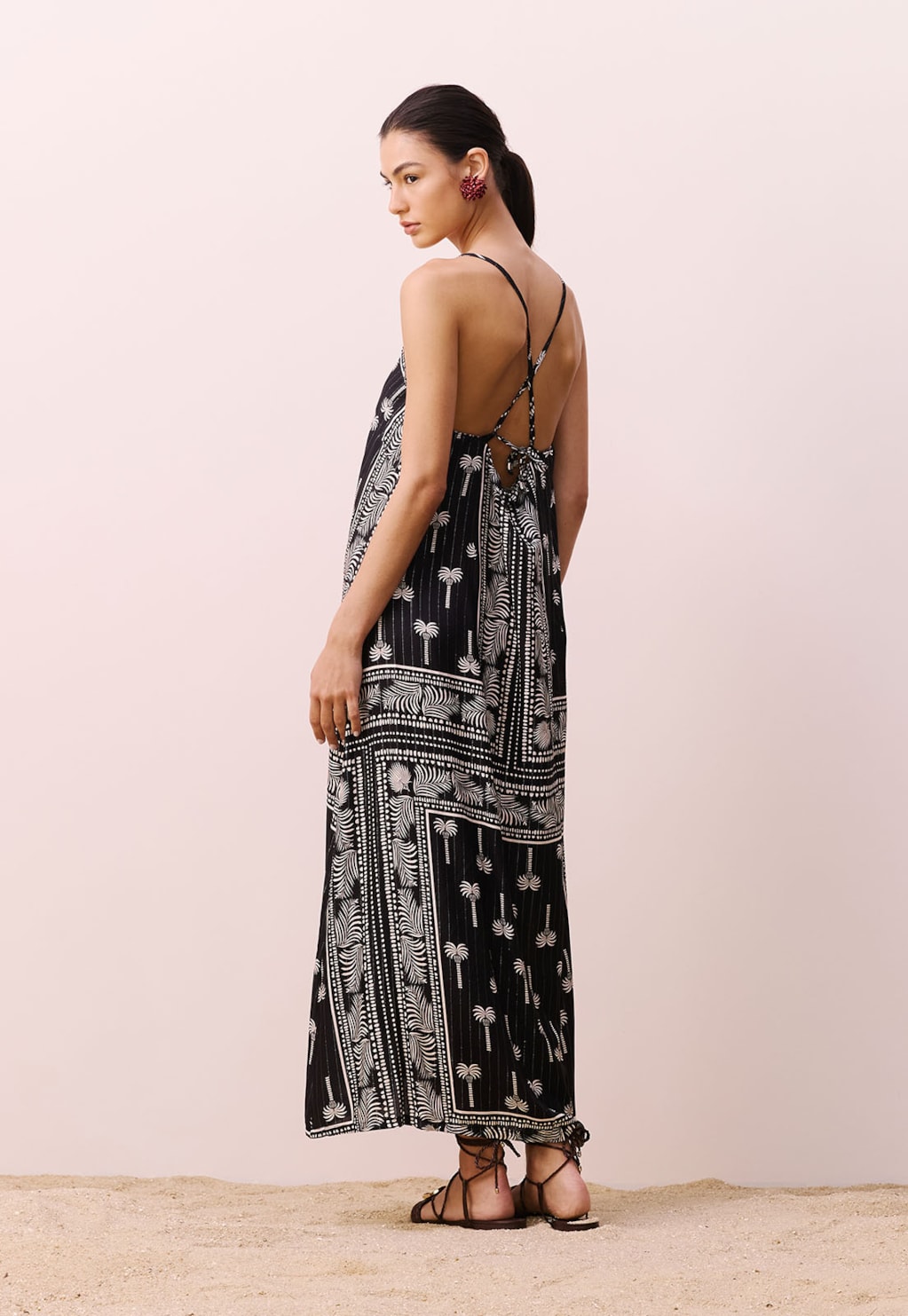 Vestido Midi Decote V Estampado Tauari