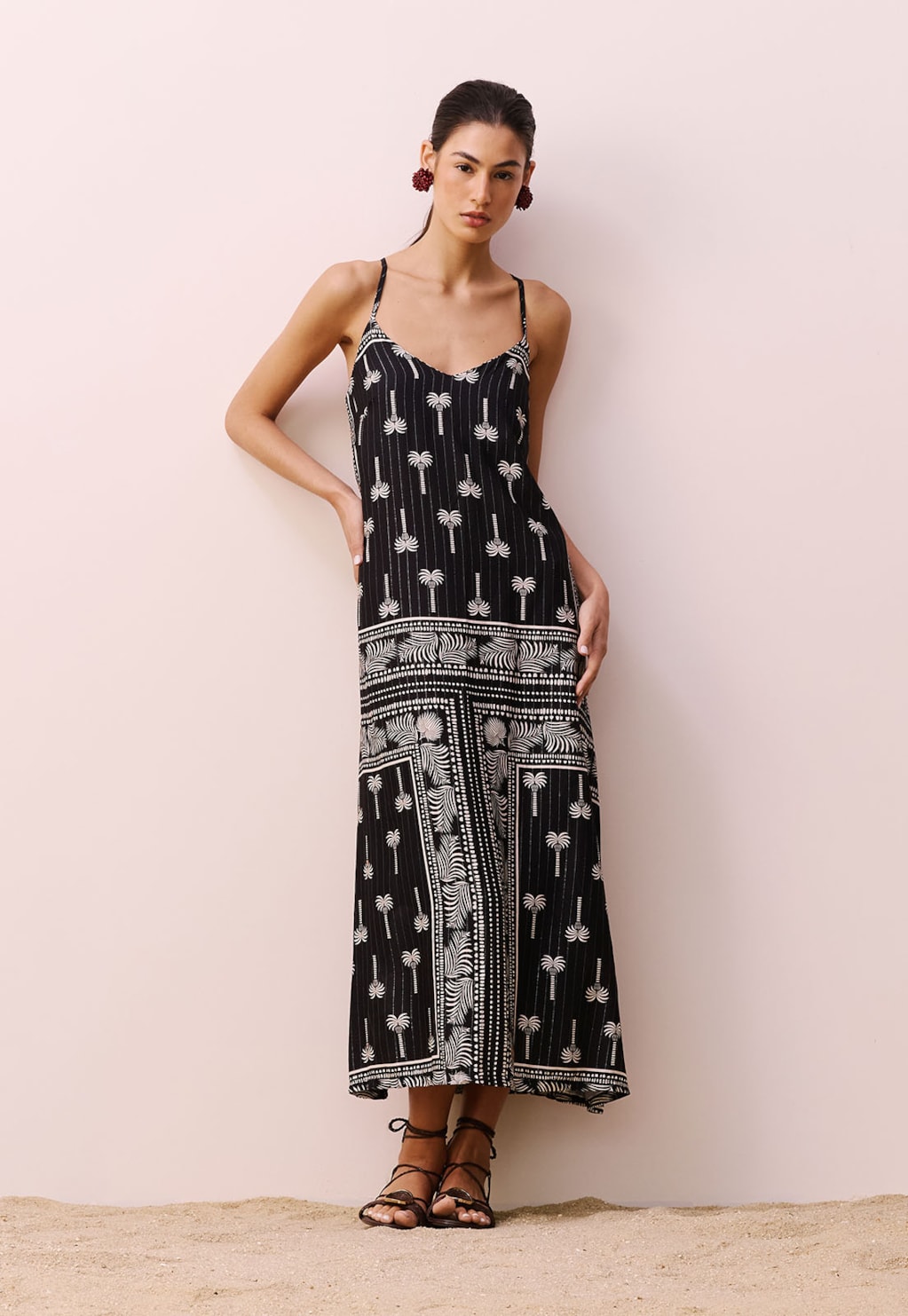 Vestido Midi Decote V Estampado Tauari