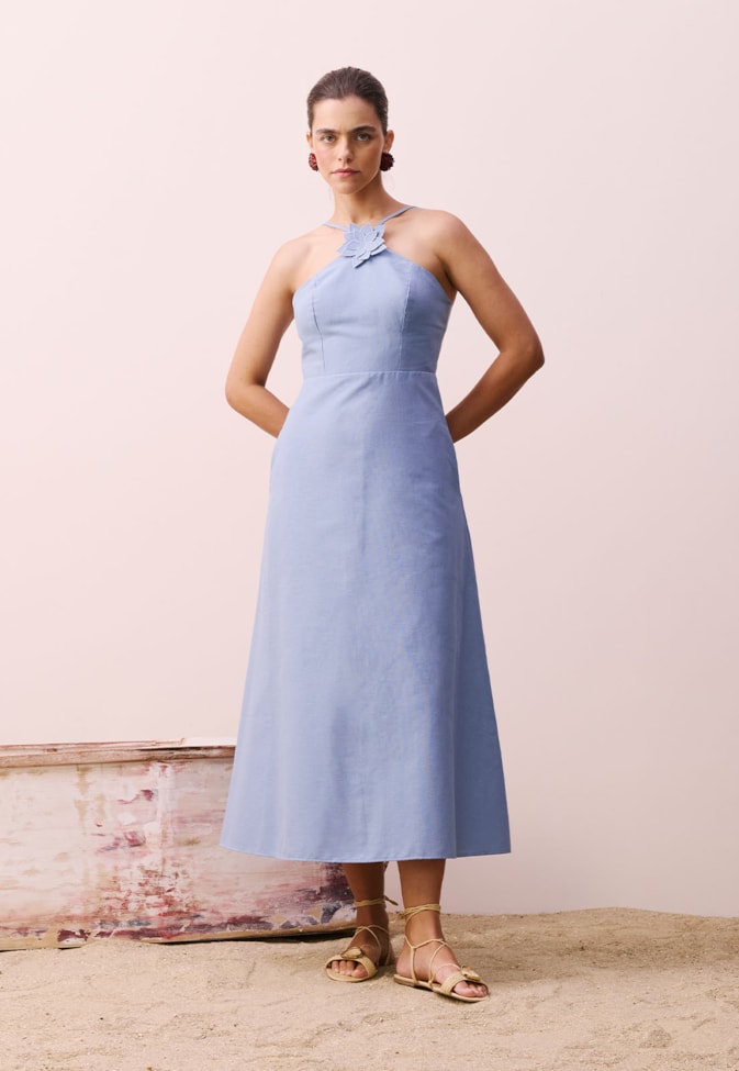 Vestido Midi Detalhe Flor