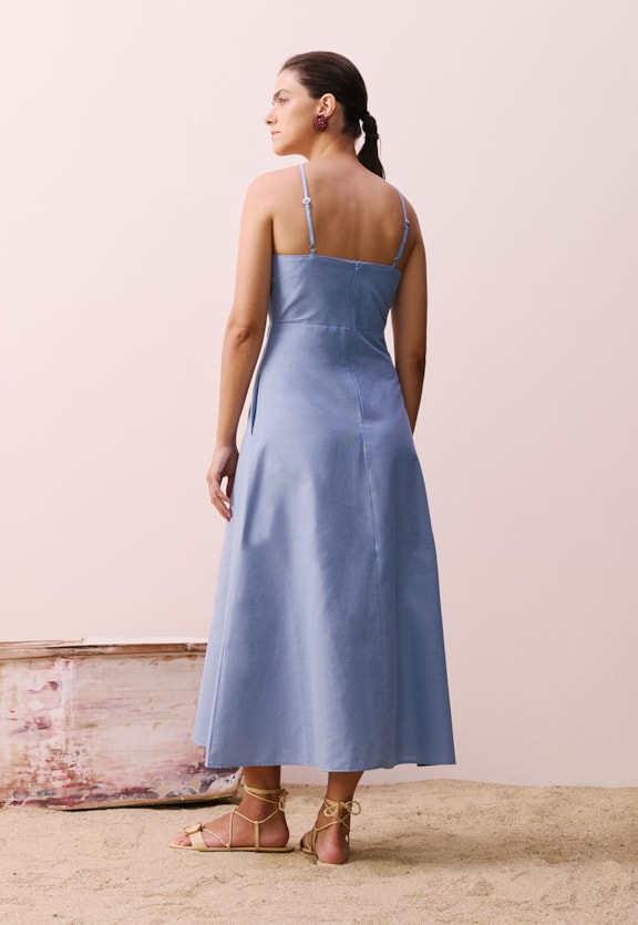 Vestido Midi Detalhe Flor Vista Traseira