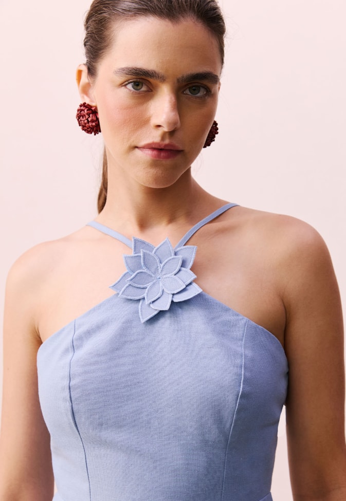 Vestido Midi Detalhe Flor