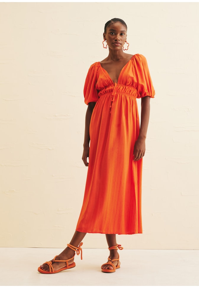 Vestido Midi Detalhe Túnel