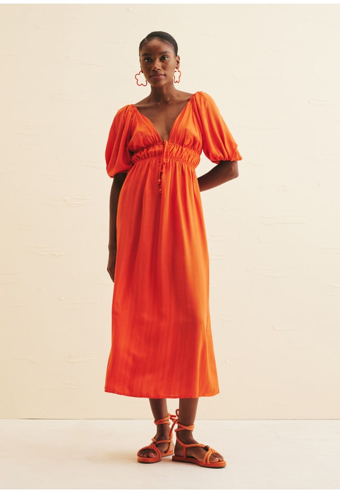 Vestido Midi Detalhe Túnel