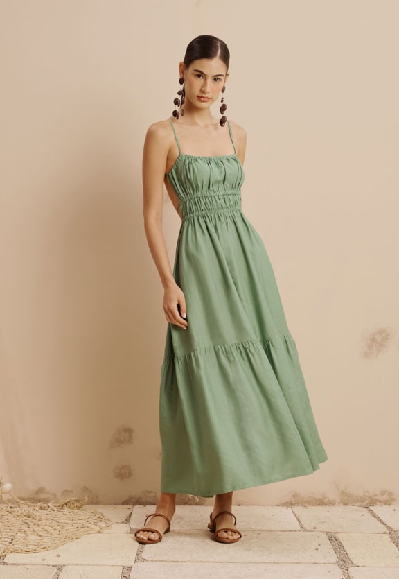 Vestido Midi Elástico Busto Vista Frontal