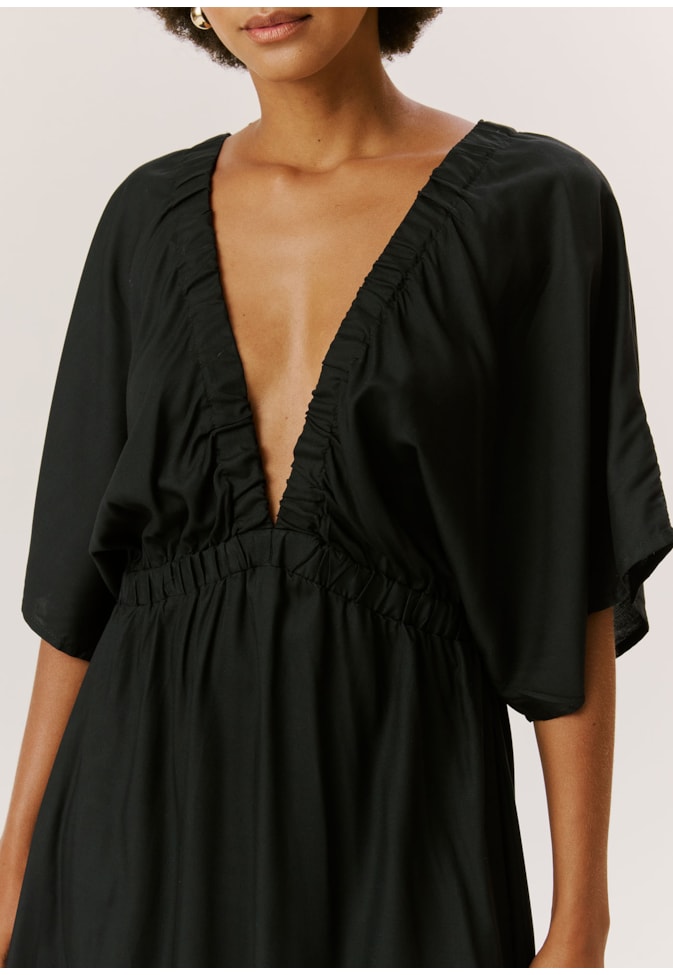 Vestido Midi Elástico Decote