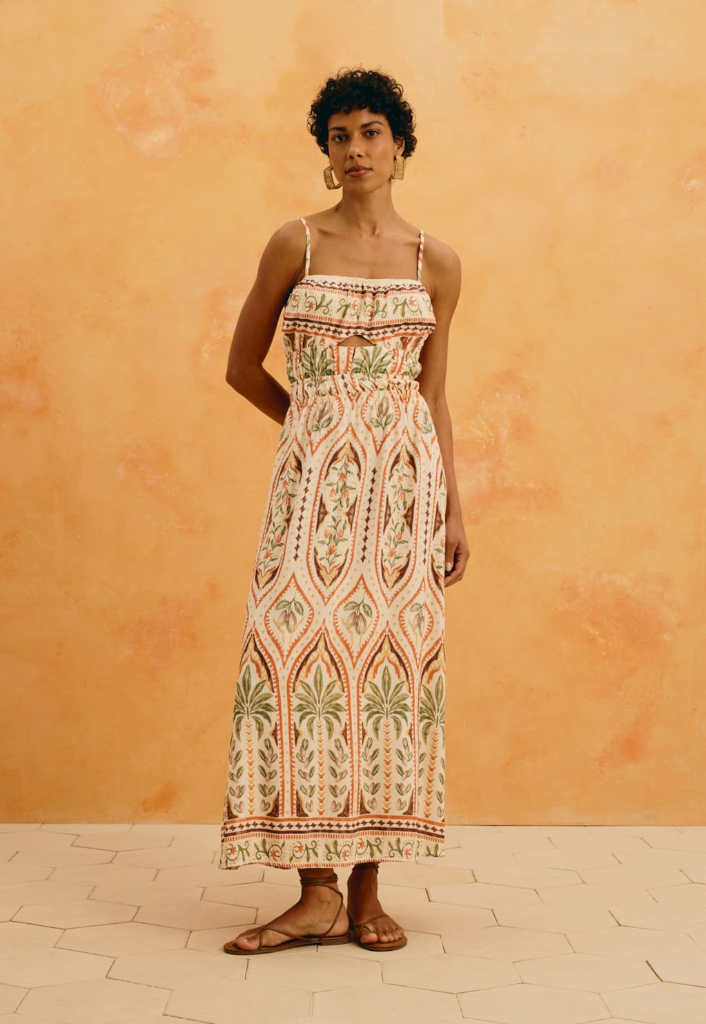 Vestido Midi Estampado Arcos Calamar