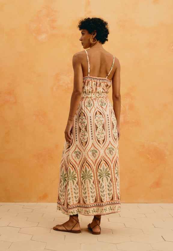 Vestido Midi Estampado Arcos Calamar Vista Traseira