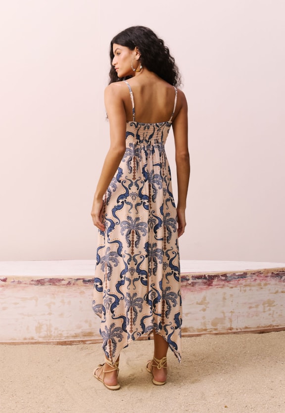 Vestido Midi Estampado Baldosas Vista Traseira