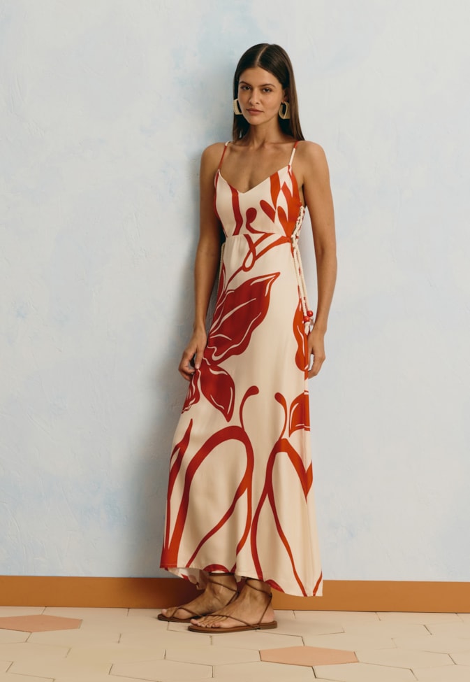 Vestido Midi Estampado Caribenha