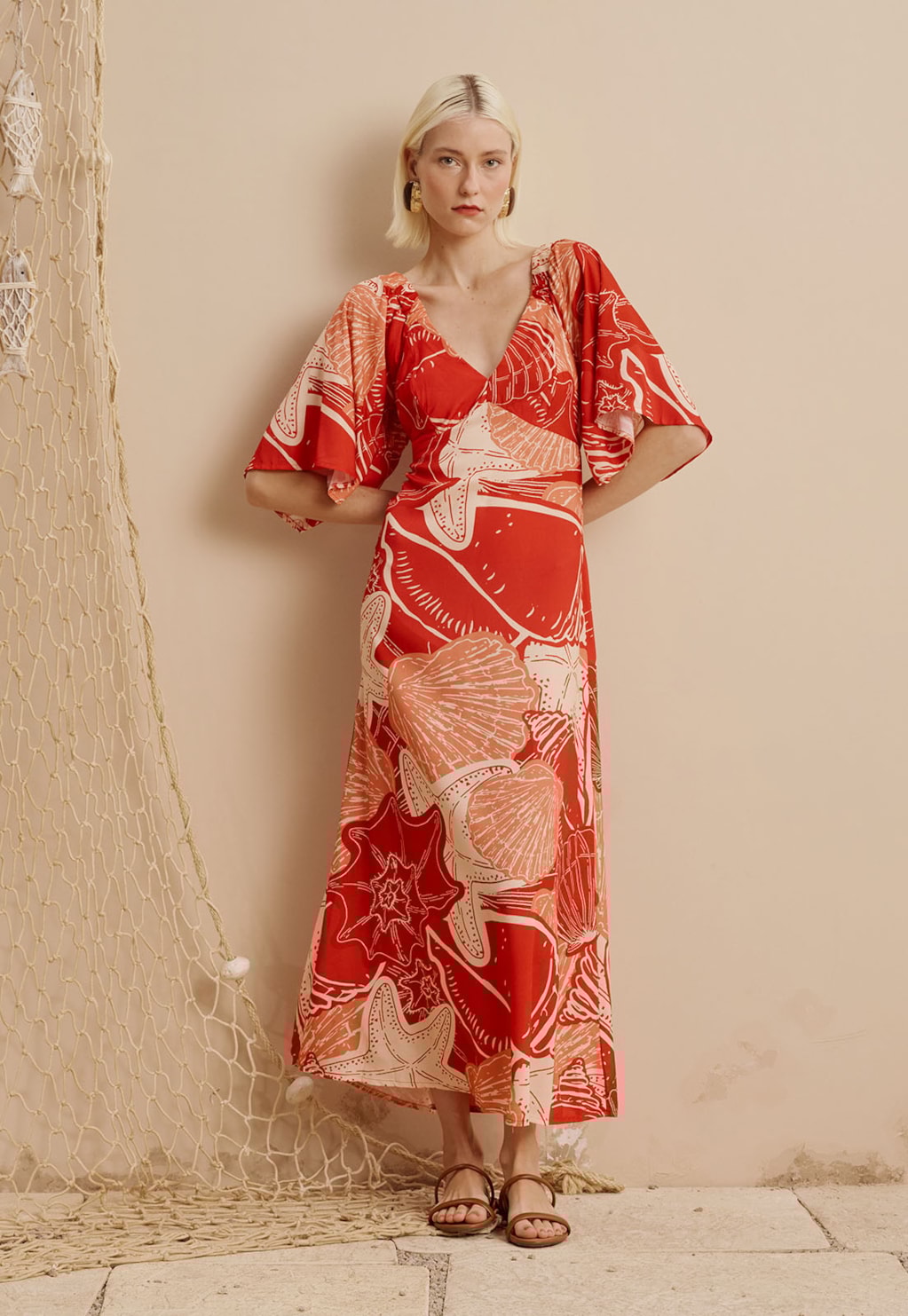 Vestido Midi Estampado Concha Guajará