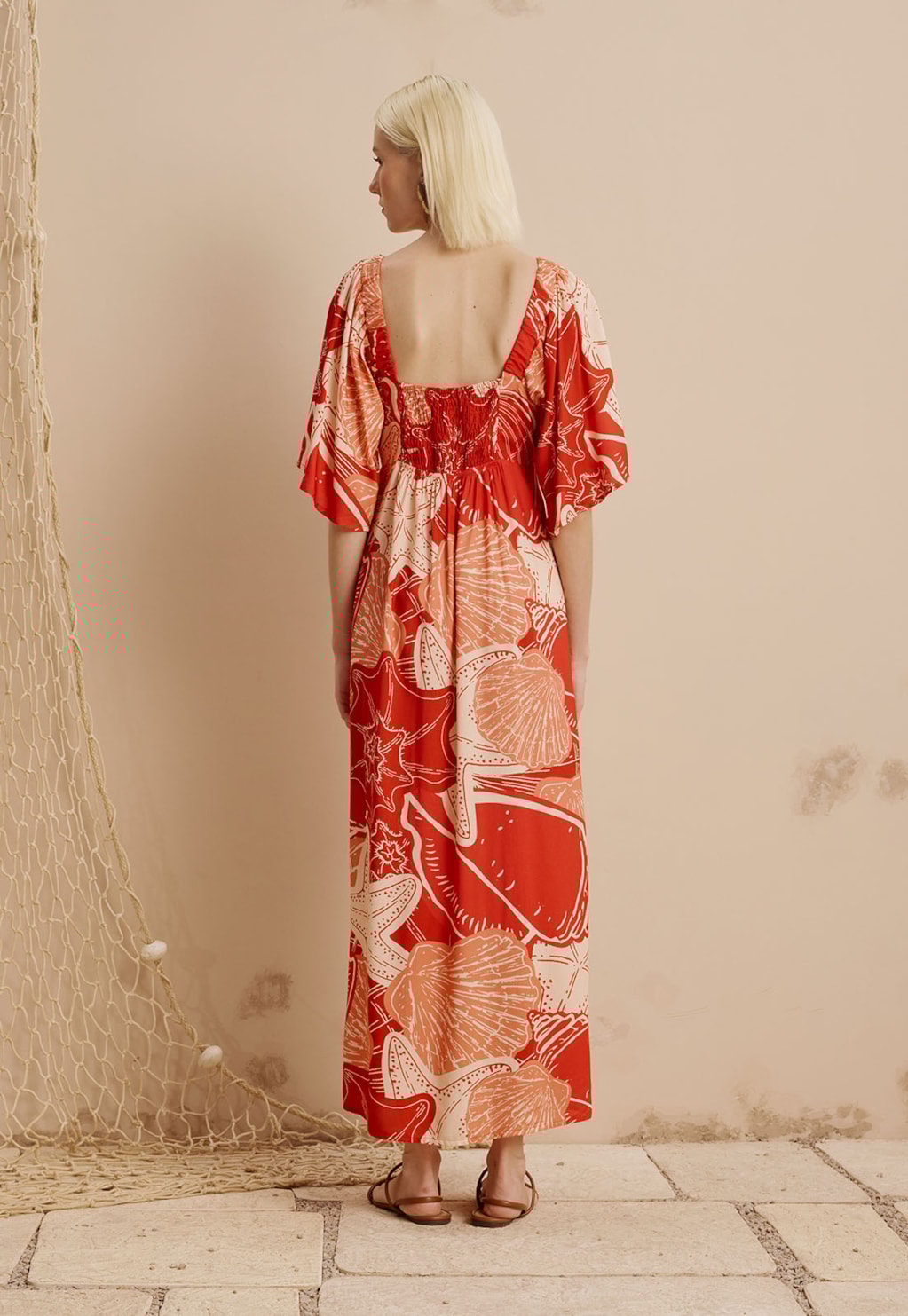 Vestido Midi Estampado Concha Guajará