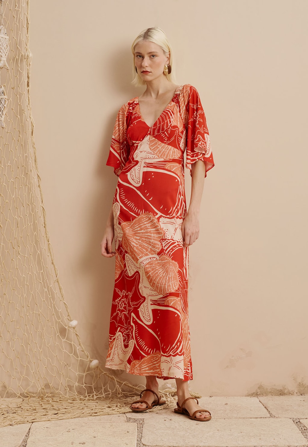 Vestido Midi Estampado Concha Guajará