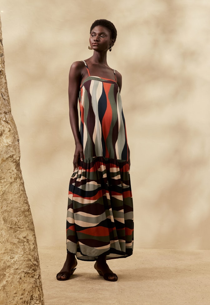 Vestido Midi Estampado Cordilheira