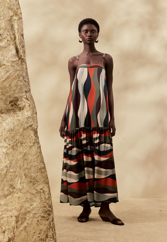 Vestido Midi Estampado Cordilheira