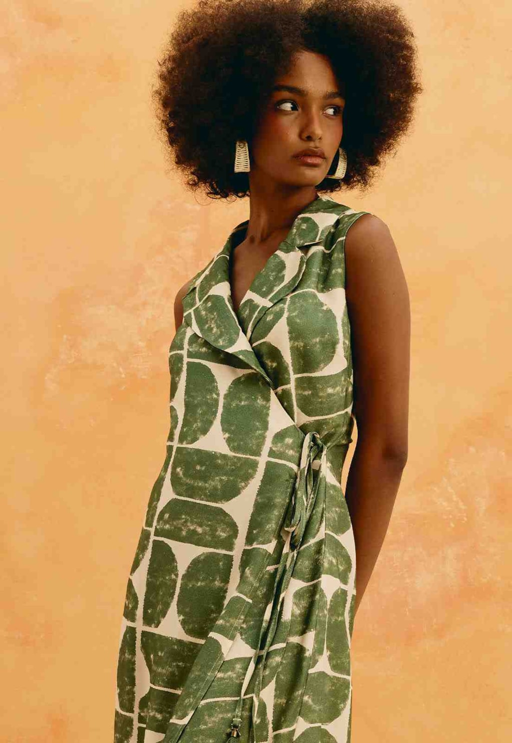 Vestido Midi Estampado Del Oro