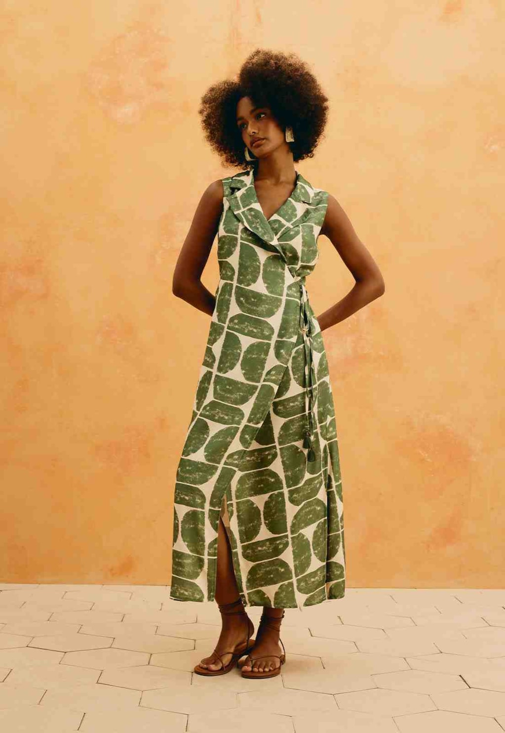 Vestido Midi Estampado Del Oro