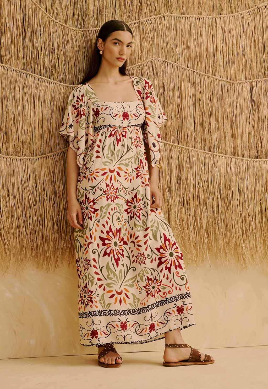 Vestido Midi Estampado Flor de Mashua