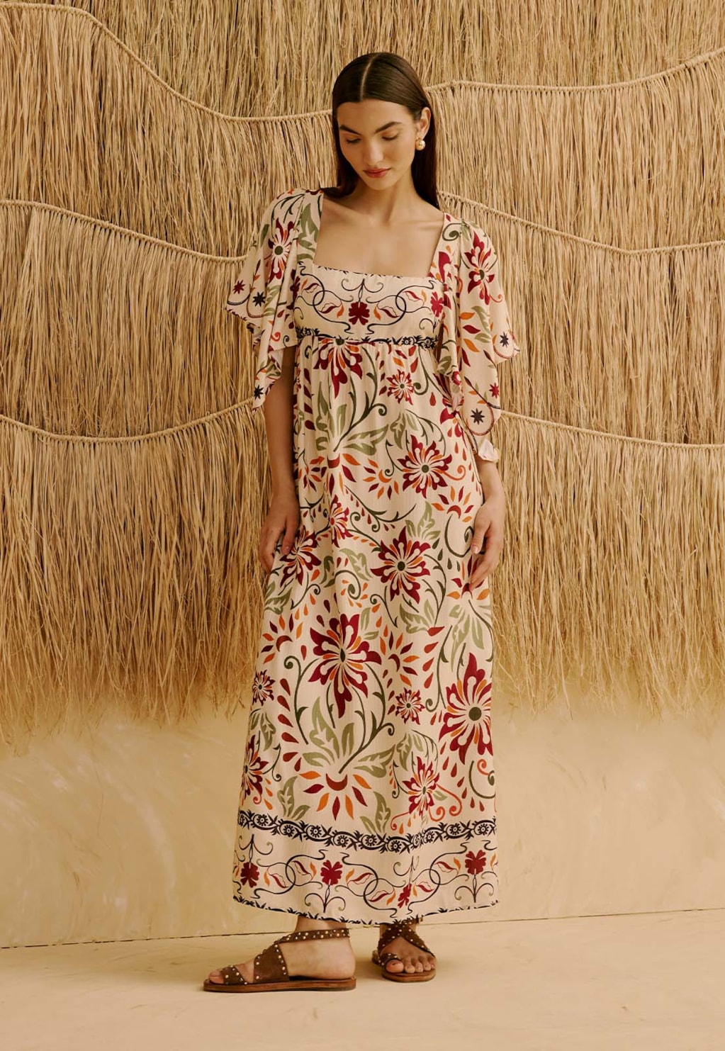 Vestido Midi Estampado Flor de Mashua