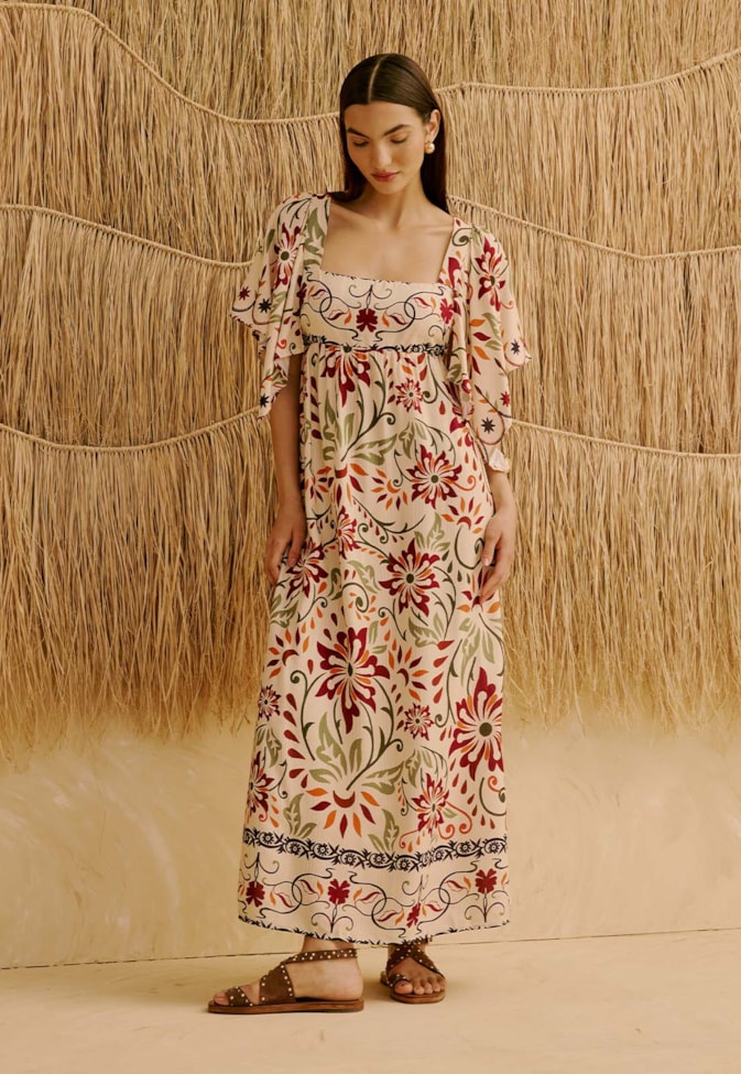 Vestido Midi Estampado Flor de Mashua