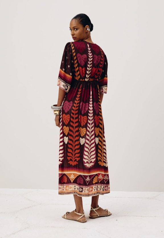 Vestido Midi Estampado Hera Vista Traseira