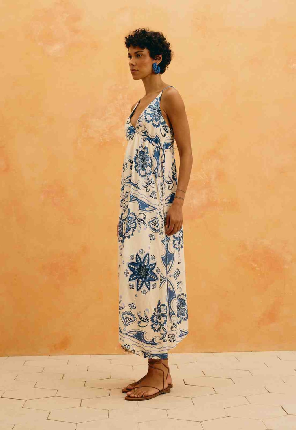 Vestido Midi Estampado Jasmin Azul