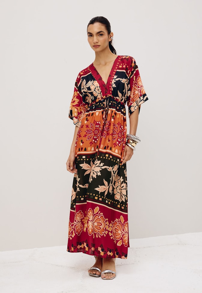 Vestido Midi Estampado Malbec