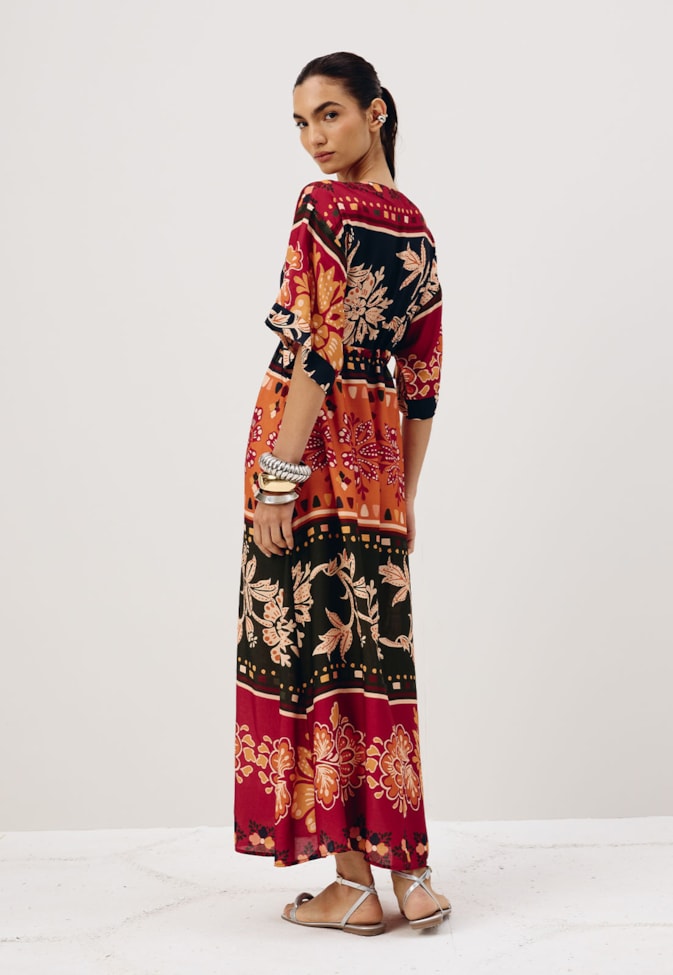 Vestido Midi Estampado Malbec