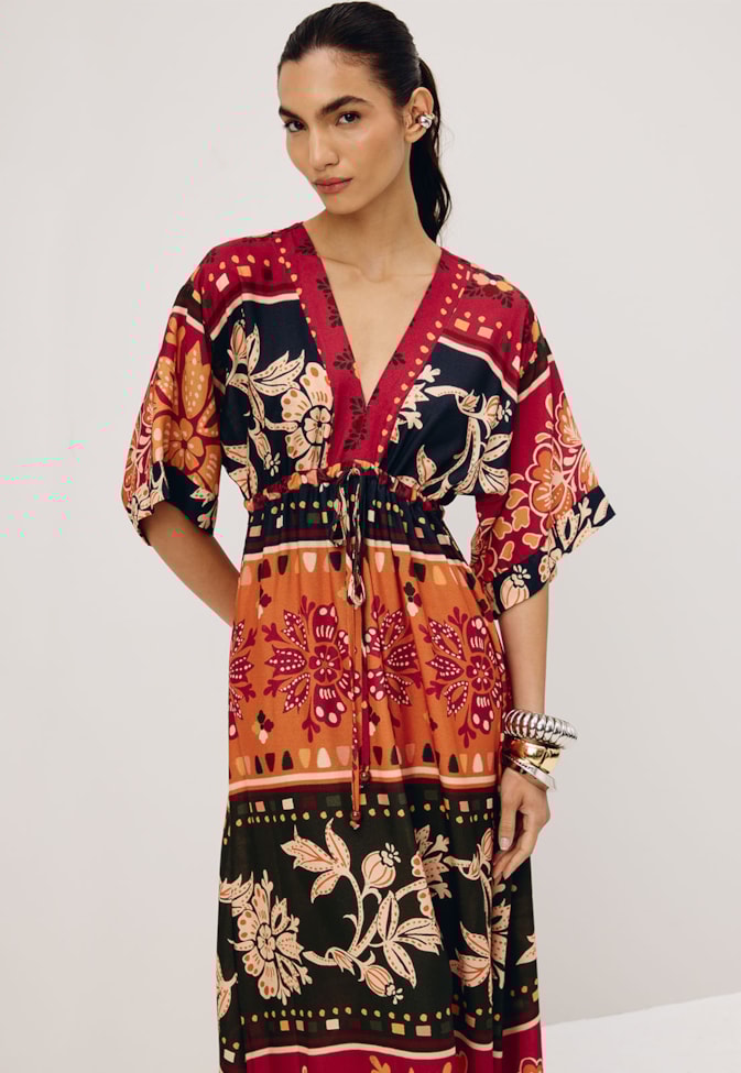 Vestido Midi Estampado Malbec