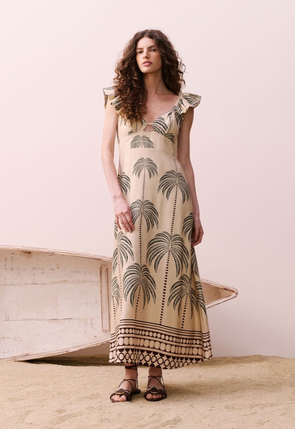 Vestido Midi Estampado Marabá Vista Frontal