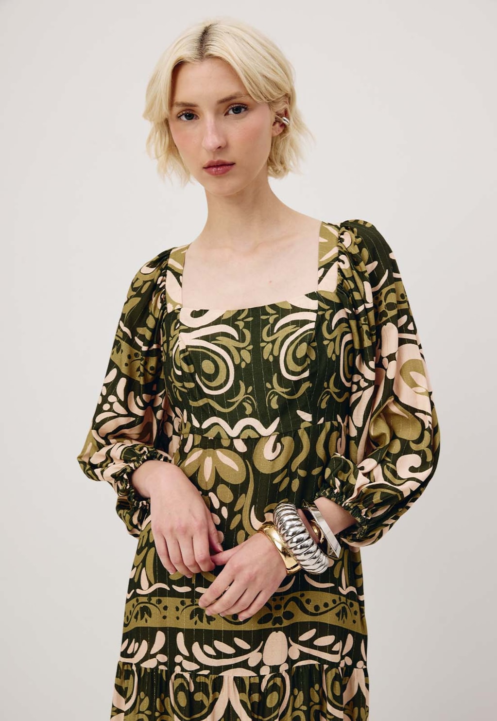 Vestido Midi Estampado Nômade