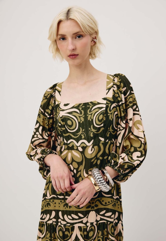 Vestido Midi Estampado Nômade