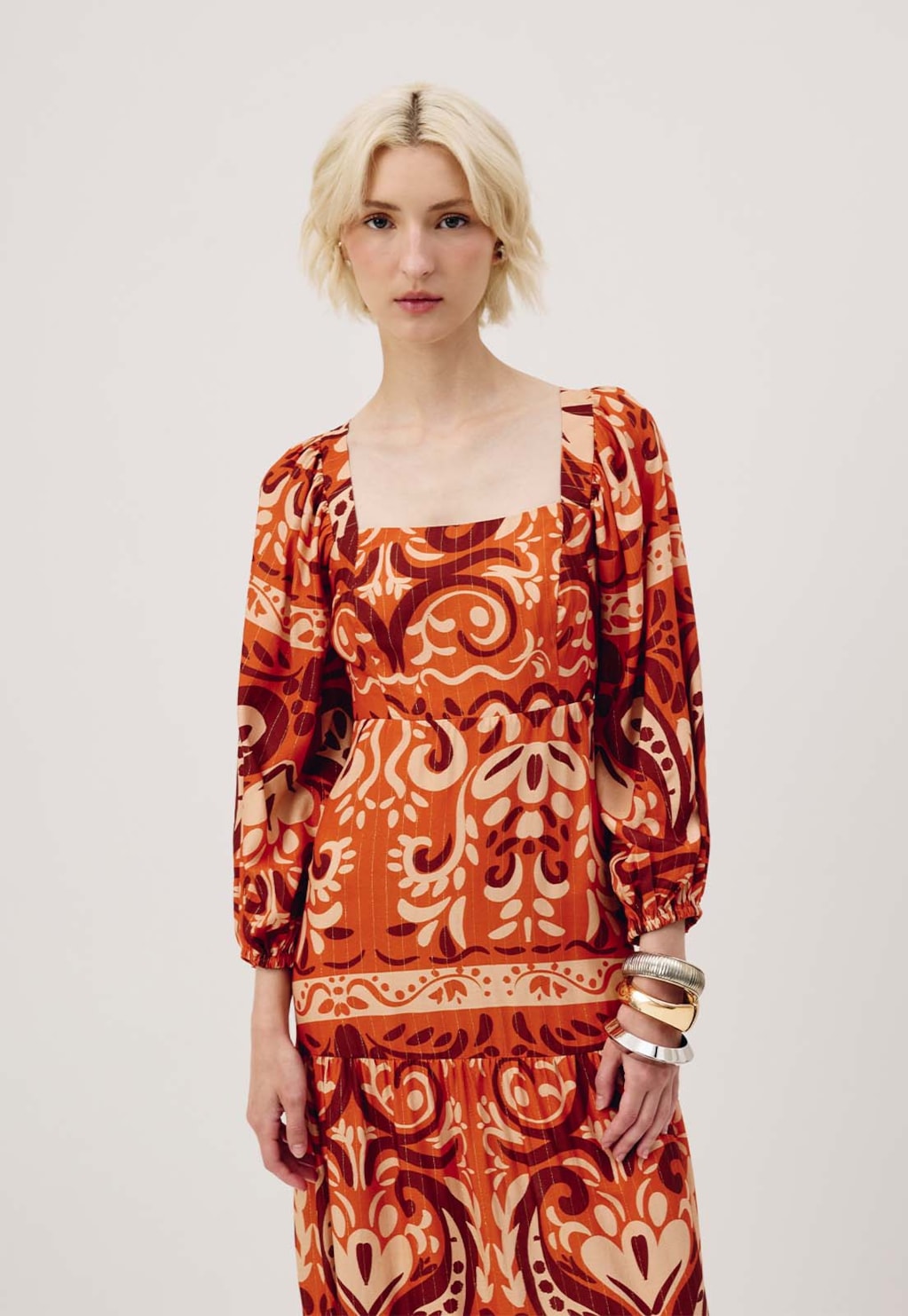 Vestido Midi Estampado Nômade