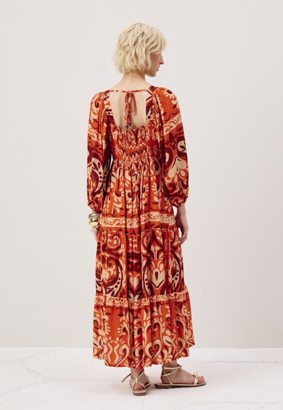 Vestido Midi Estampado Nômade Vista Traseira
