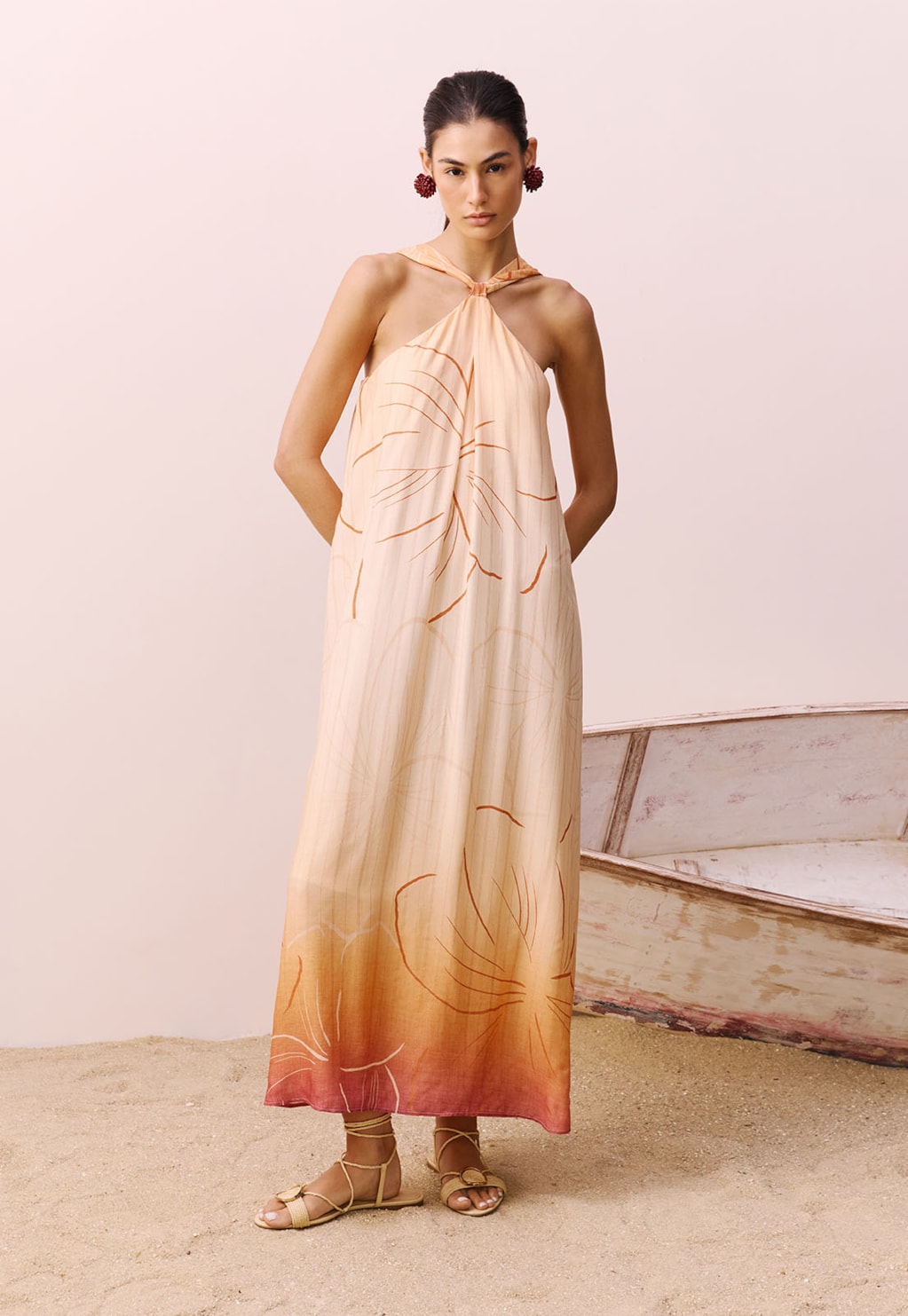 Vestido Midi Estampado Pérola do Tapajós