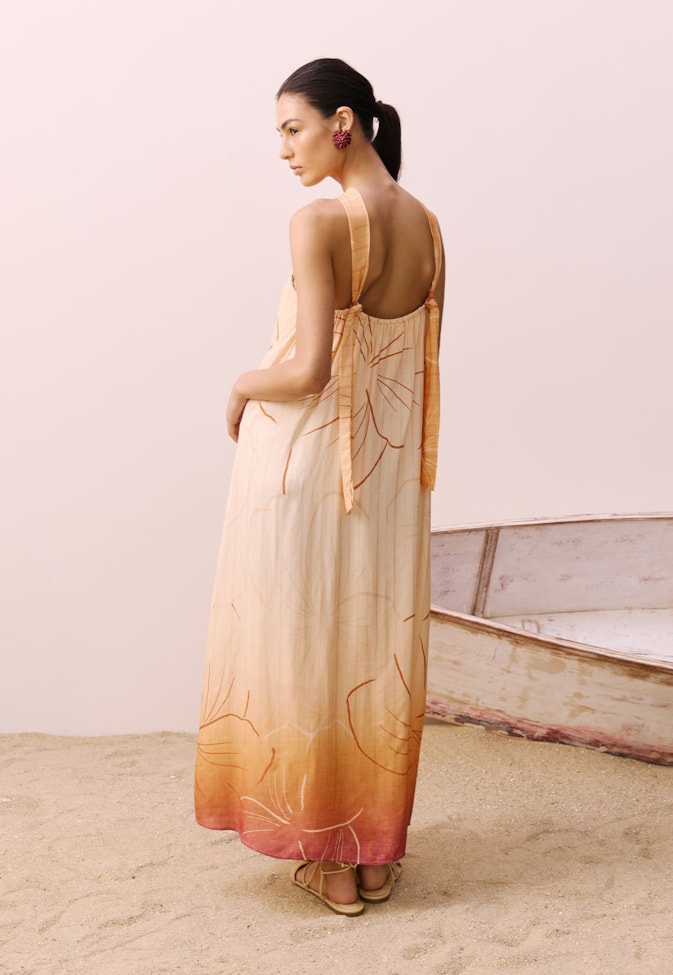 Vestido Midi Estampado Pérola do Tapajós