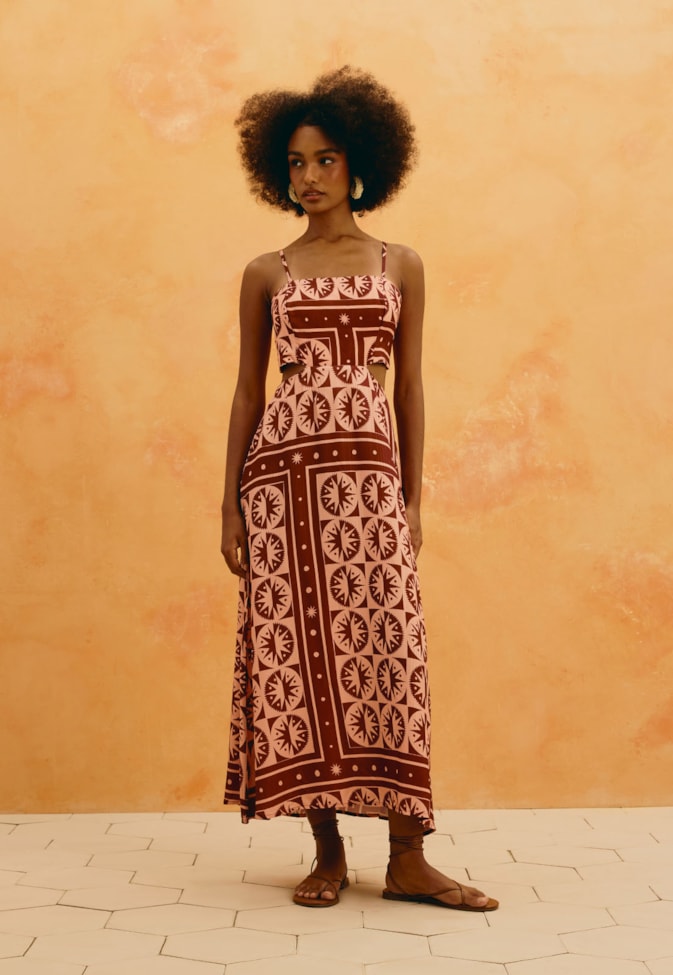 Vestido Midi Estampado Sol Y Sombra
