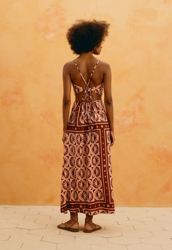 Vestido Midi Estampado Sol Y Sombra Vista Traseira