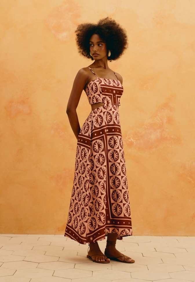 Vestido Midi Estampado Sol Y Sombra