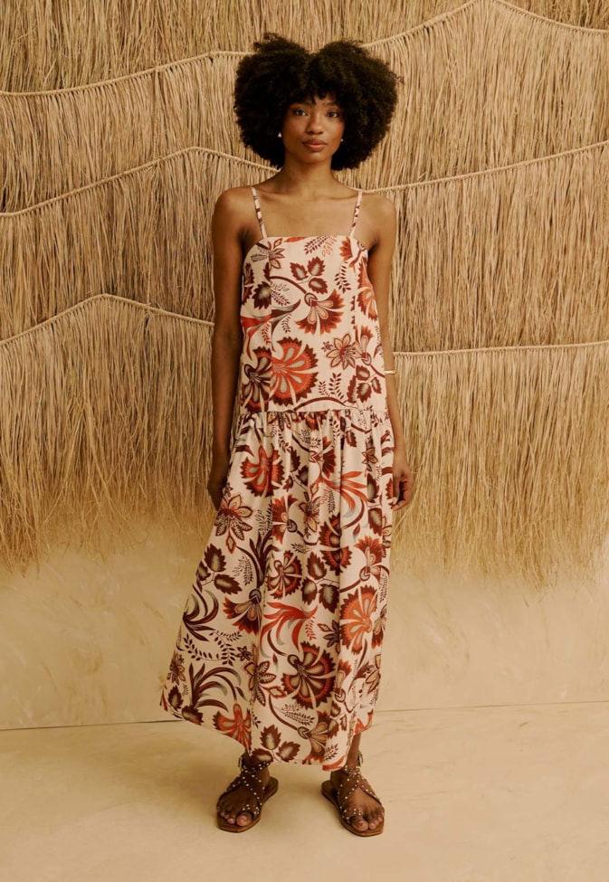 Vestido Midi Estampado Tika