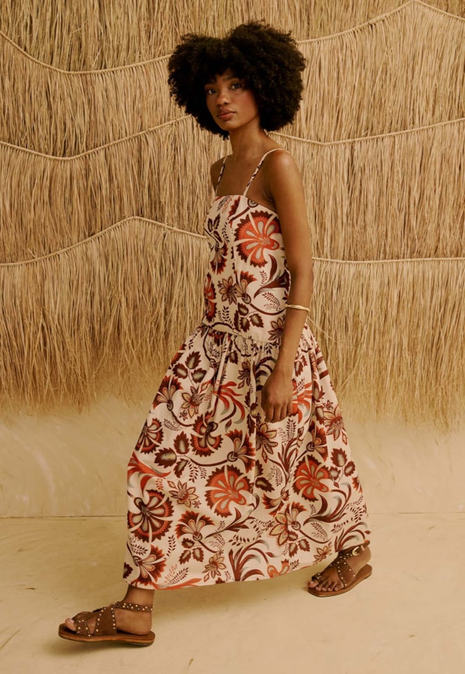 Vestido Midi Estampado Tika