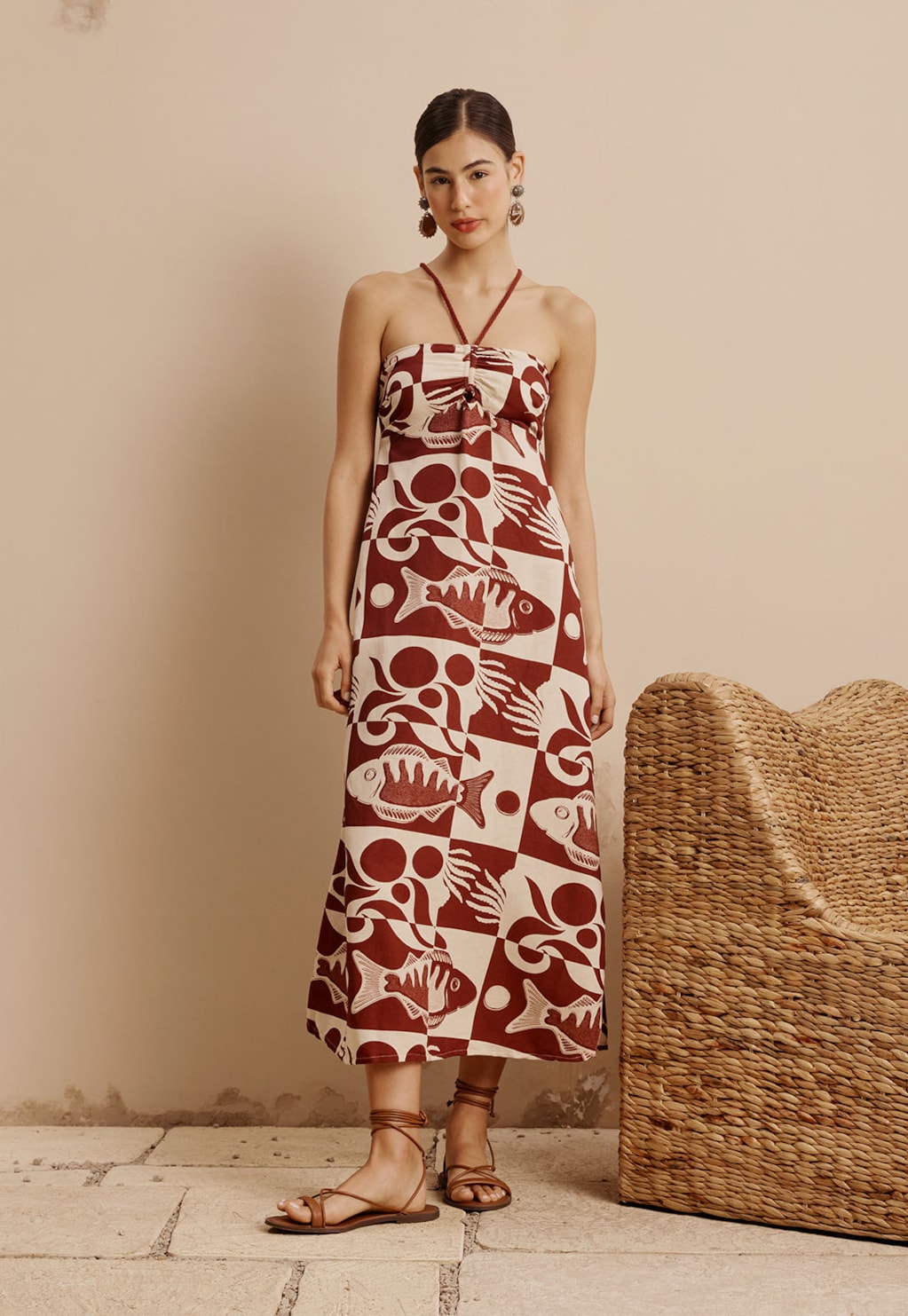 Vestido Midi Estampado Tucunaré