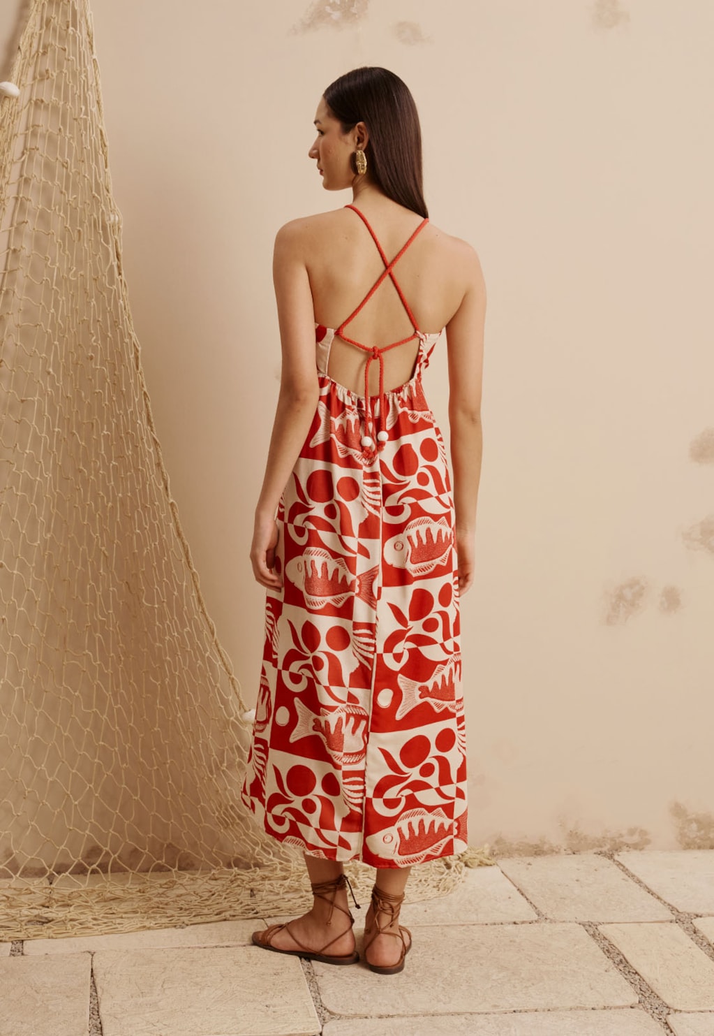 Vestido Midi Estampado Tucunaré