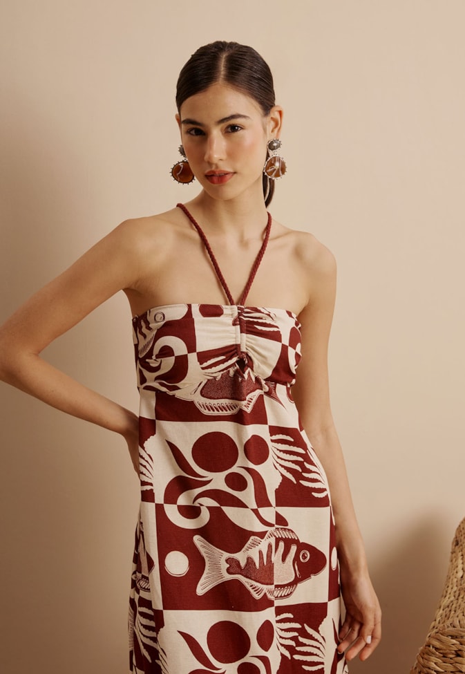 Vestido Midi Estampado Tucunaré