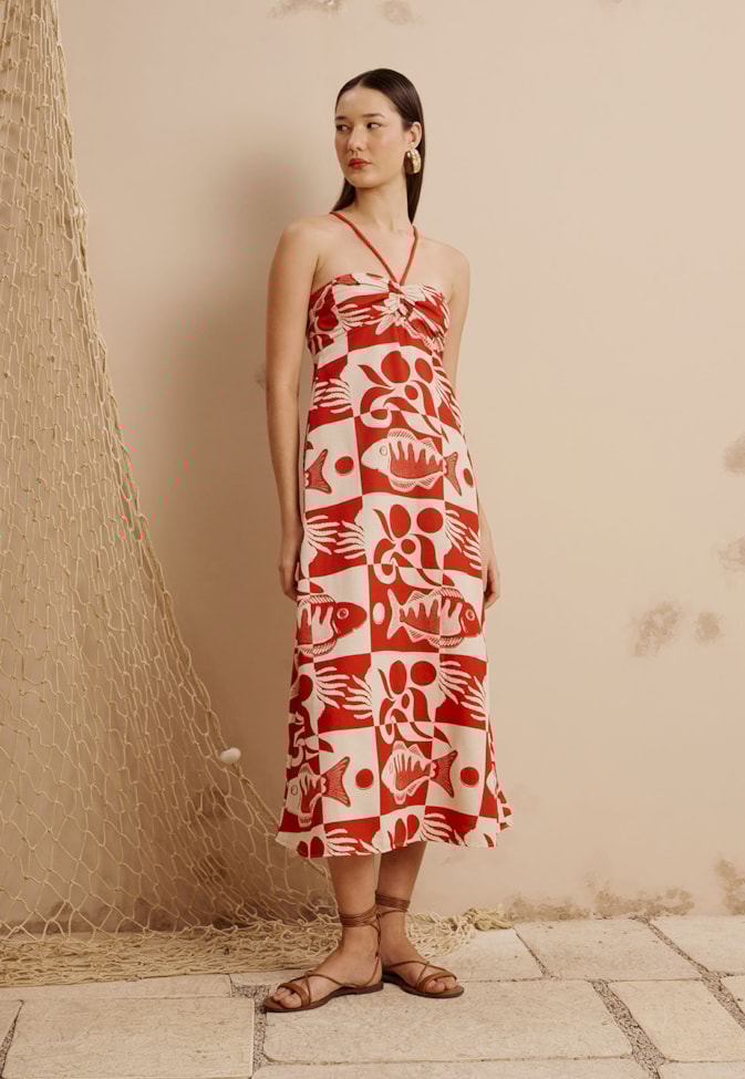Vestido Midi Estampado Tucunaré